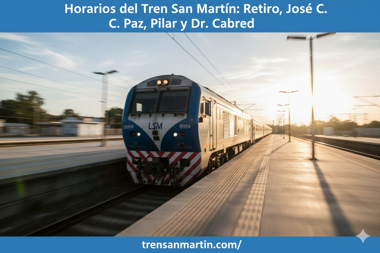 Horarios del Tren San Martín Retiro, José C. Paz, Pilar y Dr. Cabred
